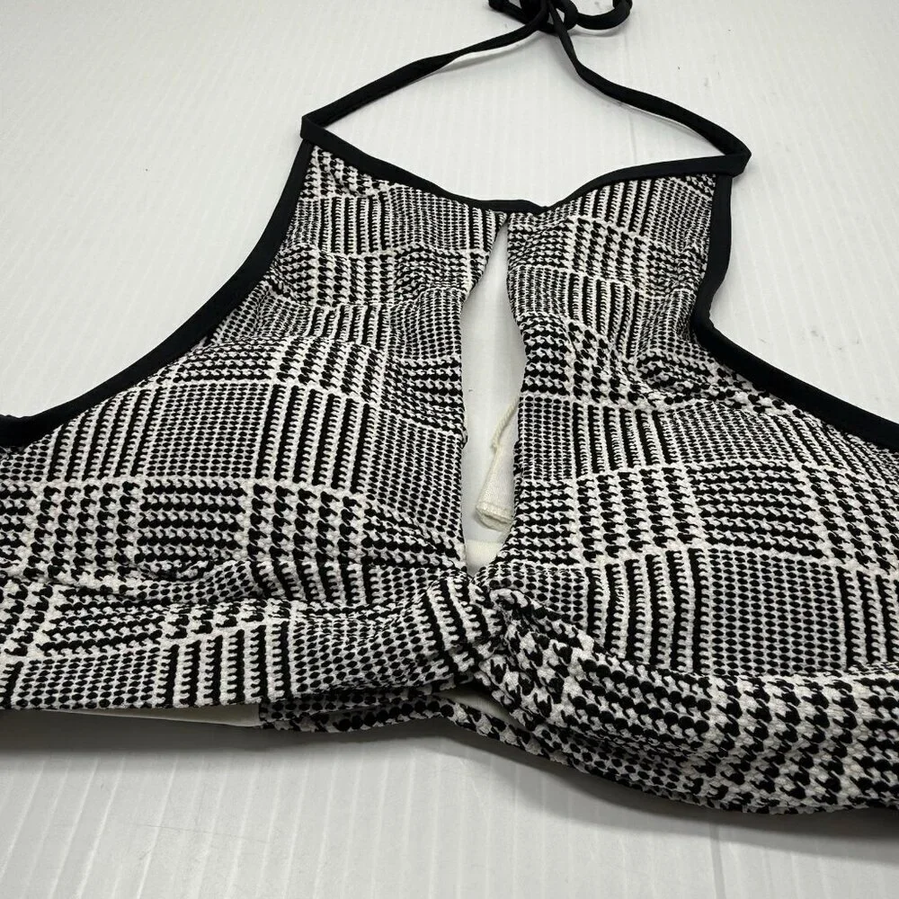 L Space Women Multi Black White Halter Front Cutout Jessy Bikini Top Size Small